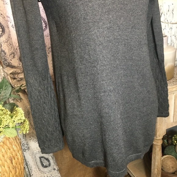 August Silk - Light weight lace knit cowl neck with lace knit sleeve cuffs. - Picture 7 of 11